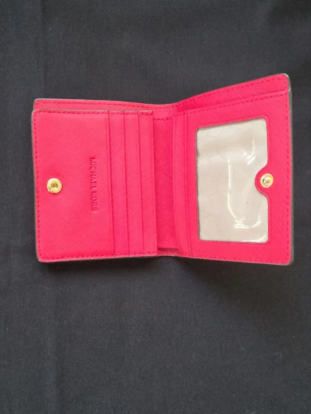 Michael Kors Red Leather Compact Mini Wallet with Gold Logo